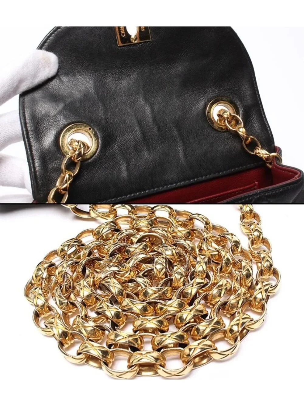 Chanel Chain Shoulder Bag Mini Quilted Gold Lambskin - Picture 8 of 10